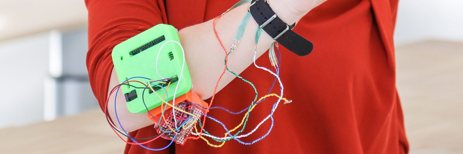 Student wearing Nabu wearable