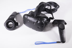 Photo of a VR headset and controllers