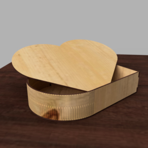 heart-shaped wooden box with laser-cut aesthetic